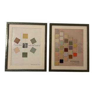 Framed Vintage Pair of Clay Tile Advertisements For Sale