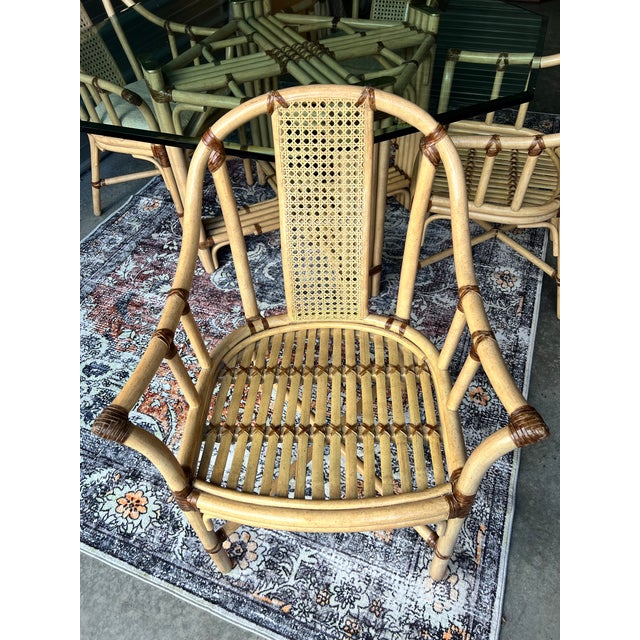 Mid-Century Modern Vintage Drexel Heritage Rattan Dining Set For Sale - Image 3 of 6