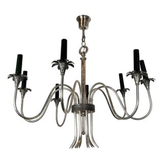 1940s Neoclassical style silver metal chandelier by Maison Charles For Sale