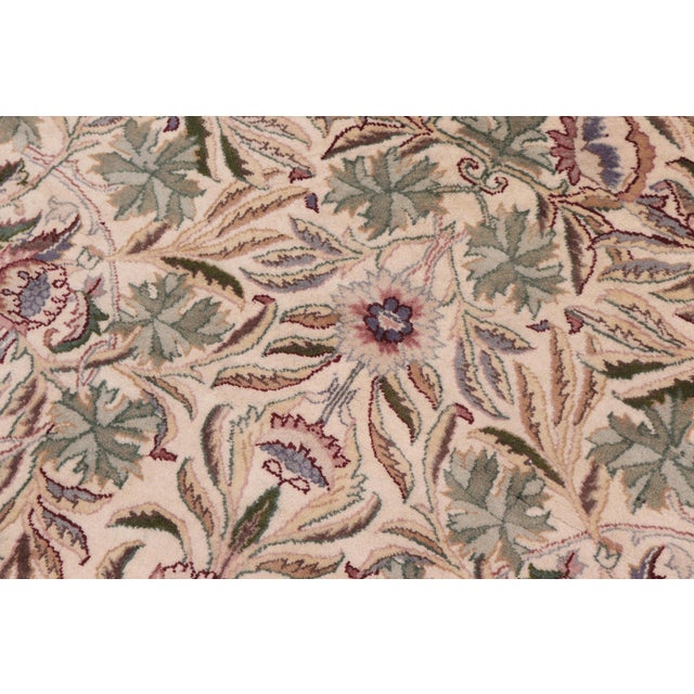 Shabby Chic 1990's Floral Pak-Persian Beige/Green Wool Round Rug- 8'1'' X 8'2'' For Sale - Image 4 of 9