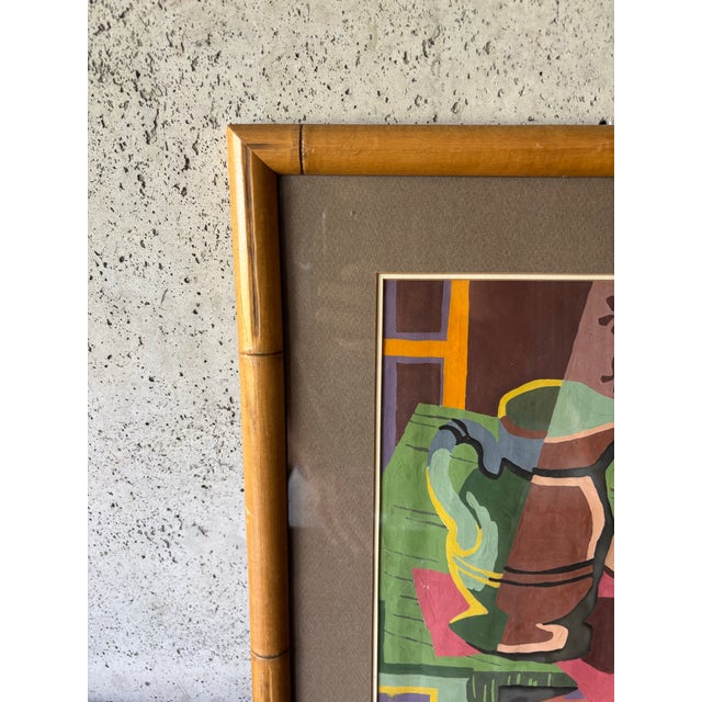 1950s Cubist Modernist Still Life Painting - Framed Geometric Fruit Composition For Sale In Miami - Image 6 of 6