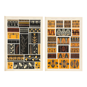 Pair of Grammar of Ornament by Owen Jones Greek Chromolithographs