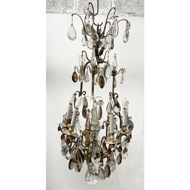 Louis XV Style Cage Chandelier with Pendants, Late 19th Century For Sale - Image 3 of 16