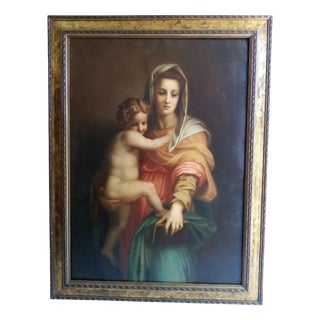Madonna con il Bambino, Signed Italian Oil on Canvas, Achille Funi (1890–1972) For Sale
