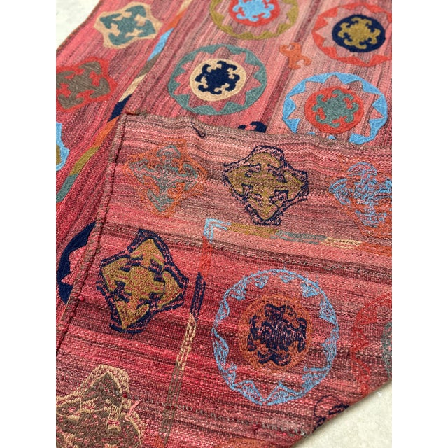 Brick Red Vintage Hand-Embroidered Uzbek Suzani Textile For Sale - Image 8 of 8