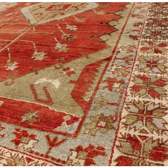 Textile Antique Turkish Oushak Tribal Rug With Medallion and Geometric Florals 5'1"x9'0" For Sale - Image 7 of 8