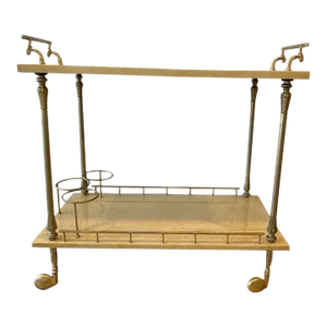 Aldo Tura Lacquered Goat Skin Bar Cart