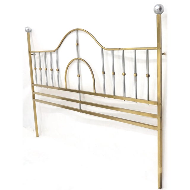 Metal Mid-Century Modern Brass and Chrome King Size Headboard For Sale - Image 7 of 9