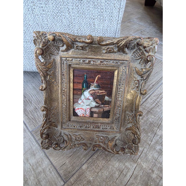 Impressionist Little Still Life Painting on Board in Giltwood Frame For Sale - Image 3 of 4