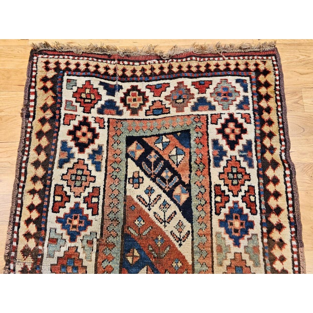 19th Century Gendje Kazak Runner, Hand-Knotted, Wool Pile, Caucasus, 4' x 9' For Sale - Image 12 of 18