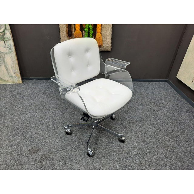 Animal Skin Space Age Leather & Acrylic Desk Chair from Tecta, 1970s For Sale - Image 7 of 14