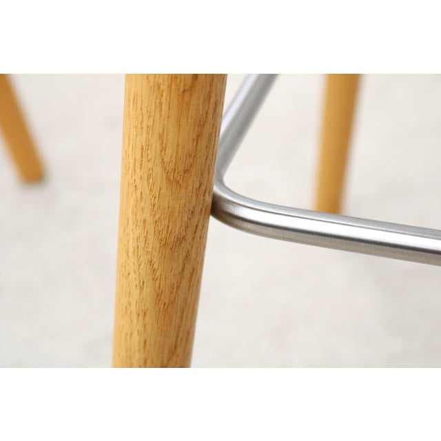 Danish Modern Iskos-Berlin for Muuto Leather Fiber Bar Stools Oak Base, Set of 4 For Sale - Image 16 of 18