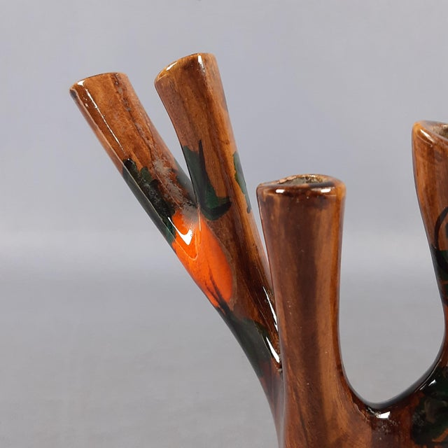 Vintage Majolica Vase Sculpture, 1970s For Sale - Image 9 of 13