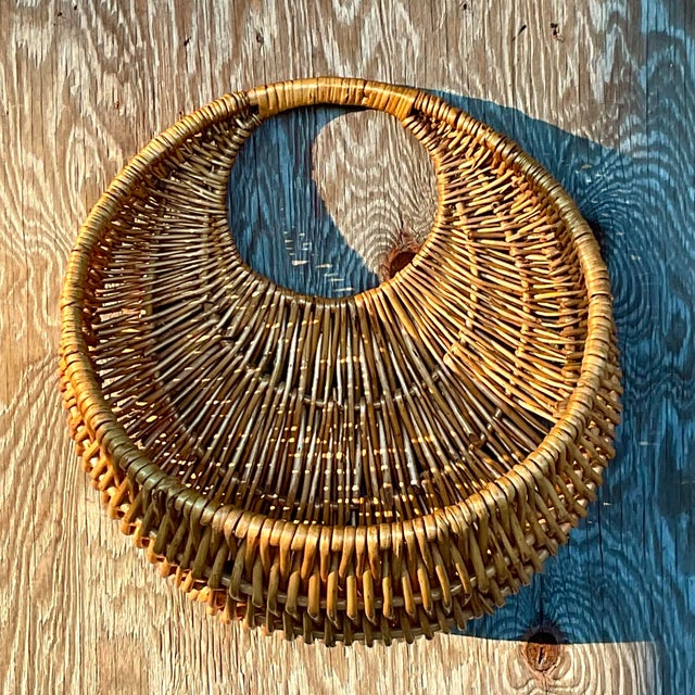 Vintage Coastal Woven Rattan Wall Basket Chairish