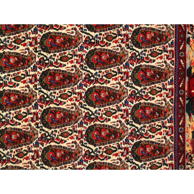 1980s Persian Seneh Hand-Knotted Rug - 4′2″ × 4′11″ For Sale - Image 4 of 5