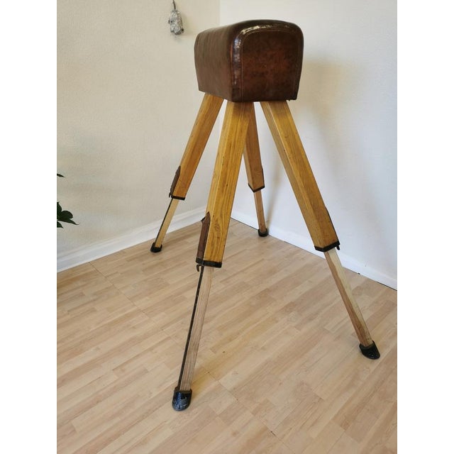 This pommel horse was made in the former Yugoslavia in the 1960s. It is made from real quality leather, wooden legs with...