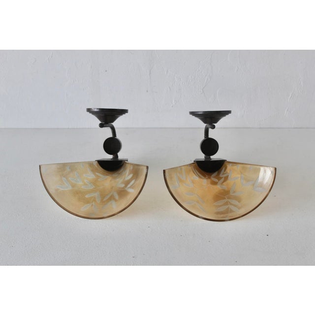 Late 20th Century Mauri Almari Style Champagne Glass Bronze Finish Tea Candle Wall Sconces-a Pair For Sale - Image 9 of 15