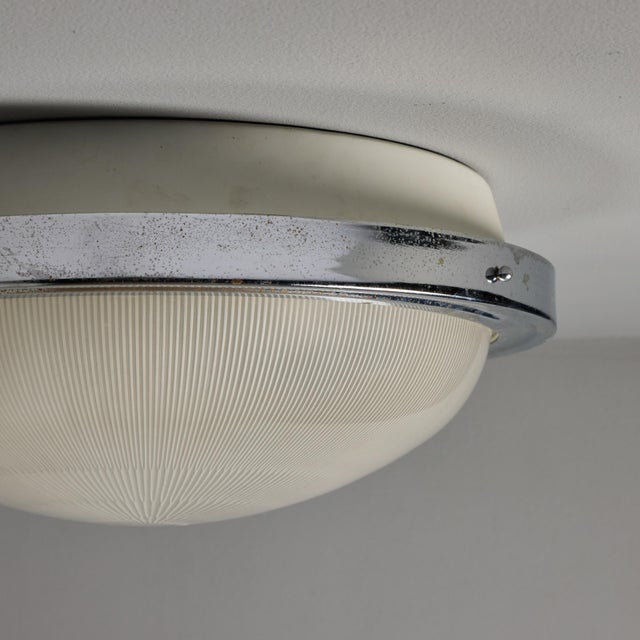 Chrome Large 1960s Sergio Mazza Glass and Metal Ceiling or Wall Lamp for Artemide For Sale - Image 8 of 15