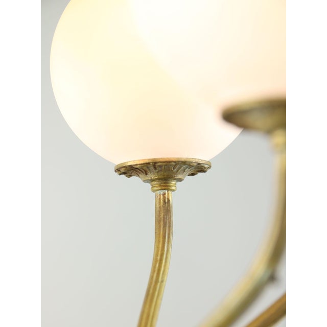 Antique Italian Brass and Opaline Chandelier For Sale - Image 15 of 17