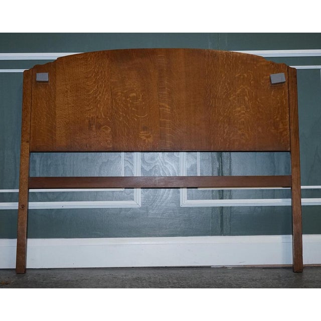 Wood Art Deco Carved Oak Double Headboard For Sale - Image 7 of 8
