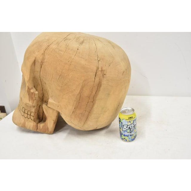 Large Folk Art Skull Wood Carving For Sale In New York - Image 6 of 8