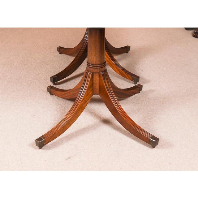 Vintage Twin Pillar Flame Mahogany Dining Table by W. Tillman, 1980s For Sale - Image 13 of 16