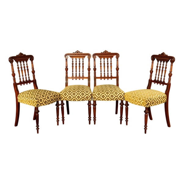 Wilhelminian Walnut Chairs, Set of 4 For Sale