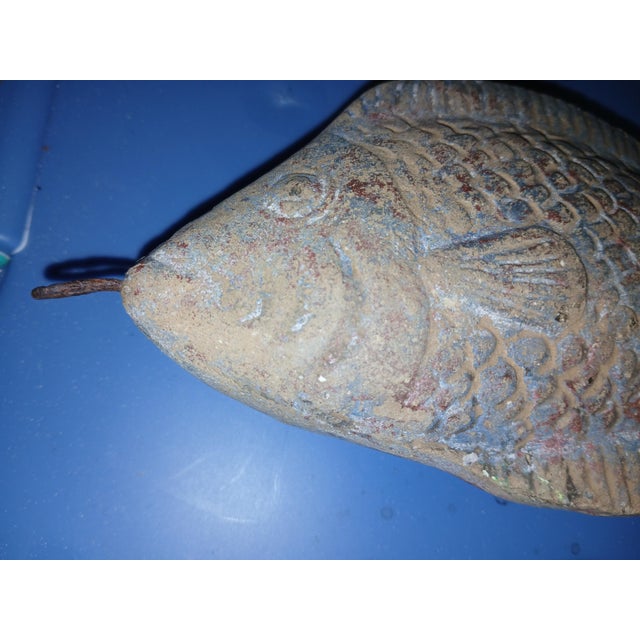 Vintage Terracotta Clay Fish Hanging Sculpture Figure For Sale - Image 4 of 8