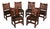 L&JG Stickley Antique Set Of Six U-Back Oak Dining Chairs Model #820 For Sale