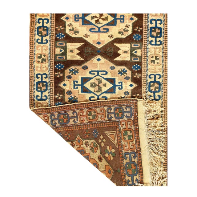Traditional Beige Color Vintage Turkish Kazak 3'5'' X 6'5'' For Sale - Image 3 of 4