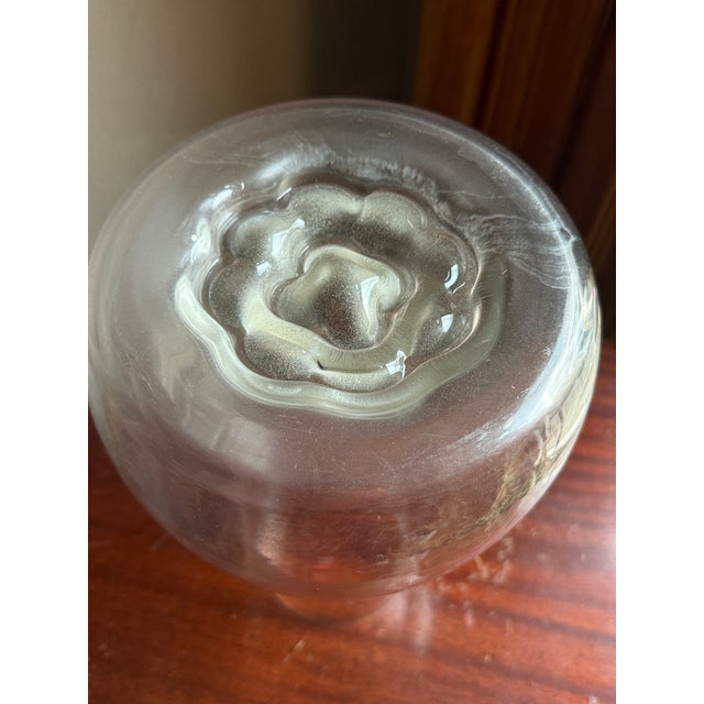 1970s Scandinavian Art Glass Flower Frog Vase Attributed to Orrefors Sweden For Sale - Image 11 of 12