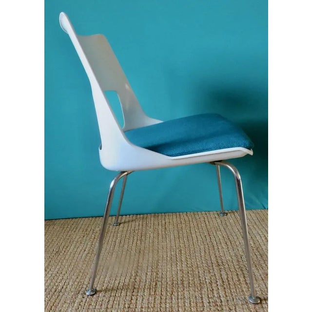 White Chairs with Turquoise Slabs by Kay Korving, Denmark, 1975, Set of 6 For Sale - Image 4 of 9