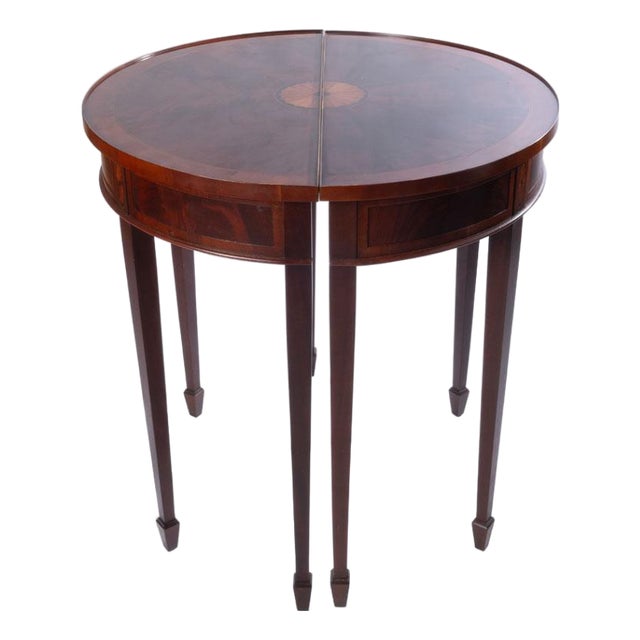 Mid 20th Century Pair Hekman Demi Lune Tables For Sale