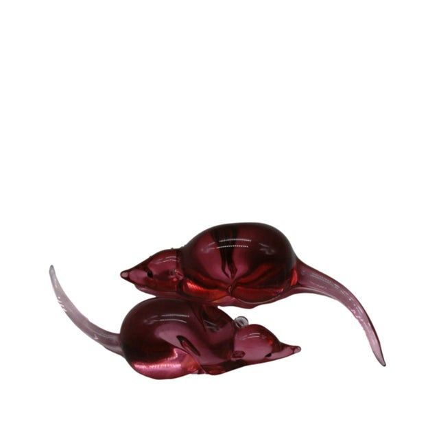 This charming set of two Murano glass mice is an authentic work of art created by the celebrated master glassmaker Seguso....