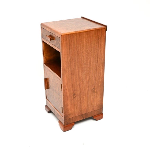 Art Deco Burr Walnut Bedside Cabinet, 1930 For Sale - Image 6 of 11