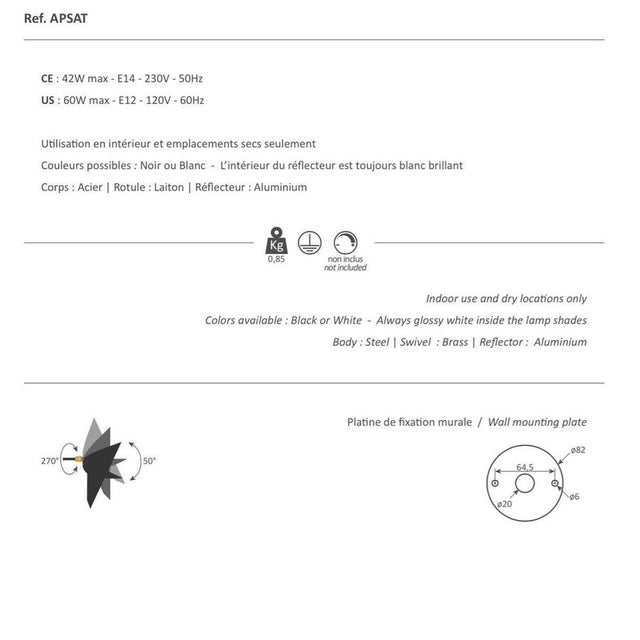 Metal Mid-Century Modern Black Saturn Wall Lamp Set by Serge Mouille, Set of 2 For Sale - Image 7 of 8