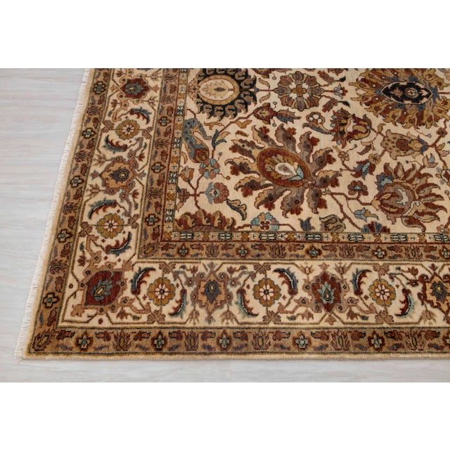 Ivory Cream Persian Tabriz Soft Hand Knotted Wool Rug 6x9Ft. For Sale - Image 4 of 18
