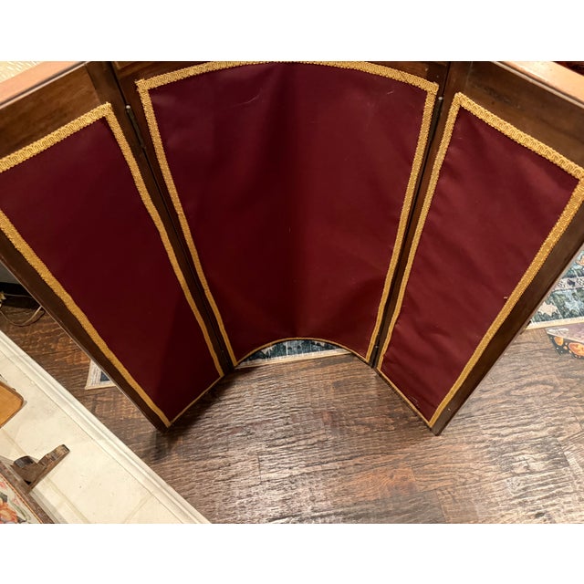 19th Century Napoleon III Style Three-Panel Painted Canvas Fireplace Screen For Sale - Image 14 of 15