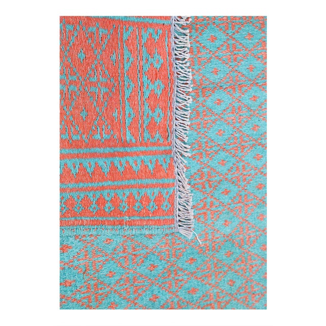 Traditional Reversible Persian Cotton Sumak Hand Woven Rug For Sale - Image 3 of 5