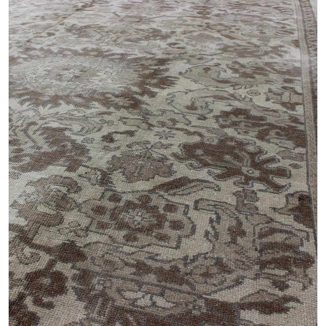Muted Turkish Oushak Rug Featuring Soft Taupe, Faded Sage, and Pale Gray For Sale In Atlanta - Image 6 of 8