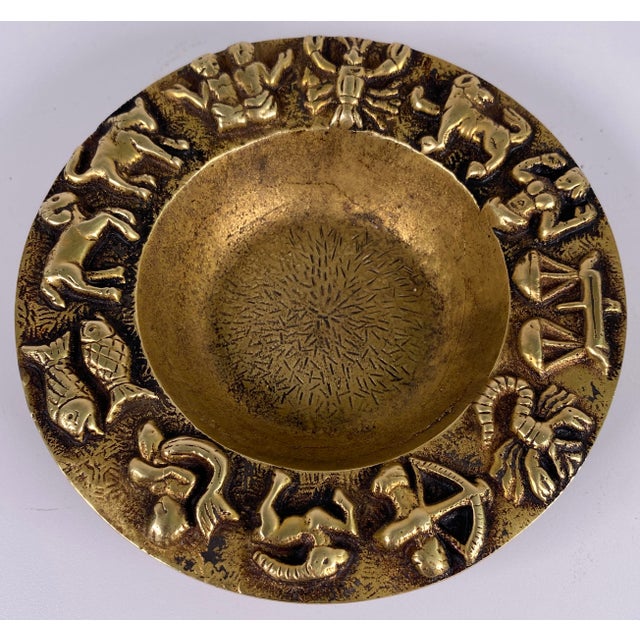 French Bronze Vide Poche or Catch All with 12 Zodiac Symbols Bronze that makes a great key holder/vide-poche, Zodiac...