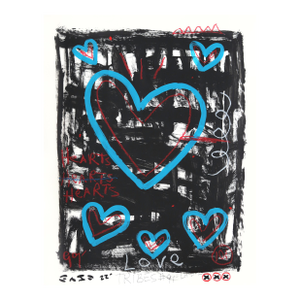 Black and Blue - Bold Abstract Love Heart Street Art Style Original Artwork by Gary John
