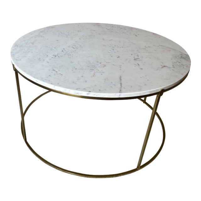 Anthropologie Leavenworth Oval Marble Coffee Table For Sale