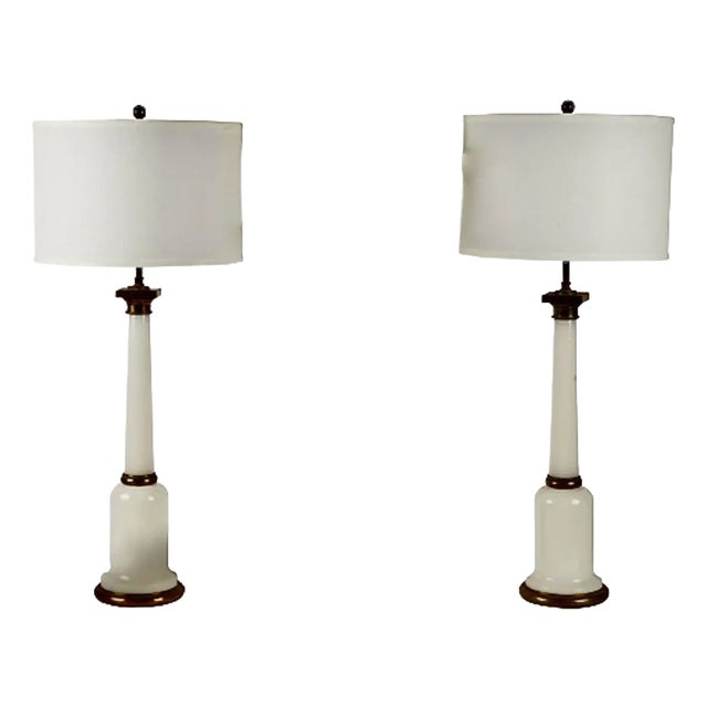 Pair French Opaline Lamps For Sale