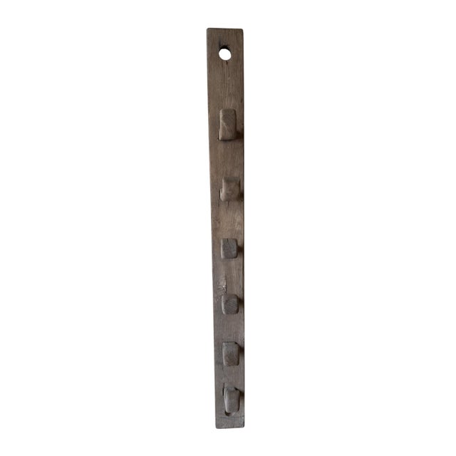 Wood Antique English Oak Stable Harness Rack with Six Wooden Hooks, 1800s For Sale - Image 7 of 9