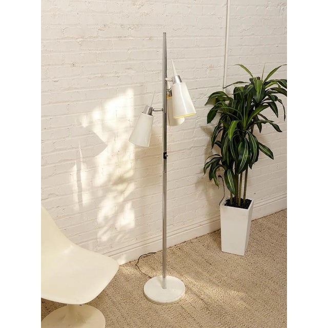 Mid-Century Modern Vintage Mid-Century Three-Light Floor Lamp With Adjustable Cone Shades For Sale - Image 3 of 5
