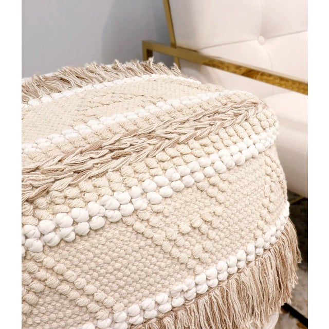Beige Pasargad Home Grandcanyon Collection Cotton Pouf For Sale - Image 8 of 10