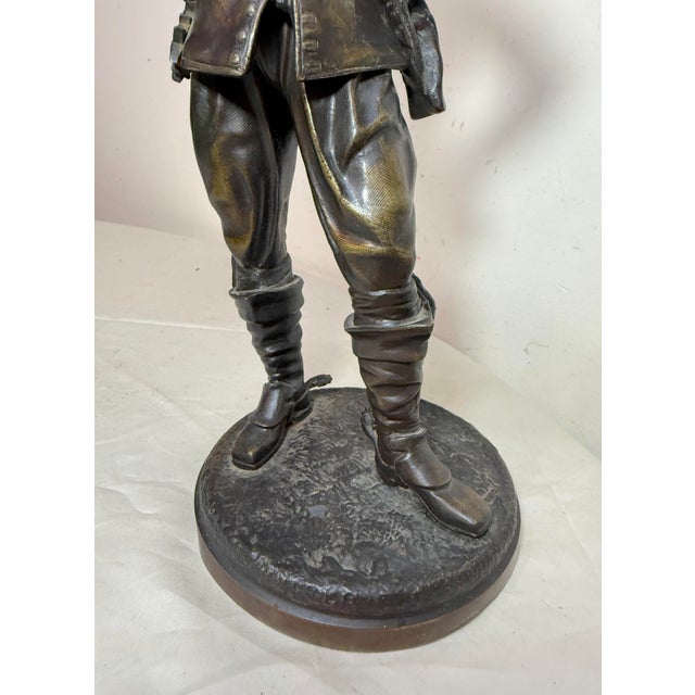 19th Century High Quality 19th Century Antique Bronze Musketeer Cavalier Statue Sculpture For Sale - Image 5 of 16