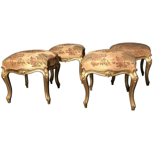 Giltwood Stools, Italy, 19th-Century, Set of 4 For Sale - Image 9 of 9