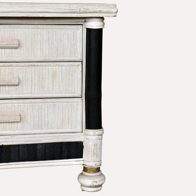 Six-Drawer Chest of Drawers in Off-White Lacquered Rattan, France, 1980s For Sale - Image 3 of 10